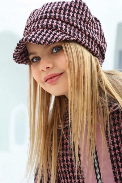 Kız Çocuk Şanel Kumaş Ceket ve Deri Pantolon Pembe Alt Üst Takım - 5