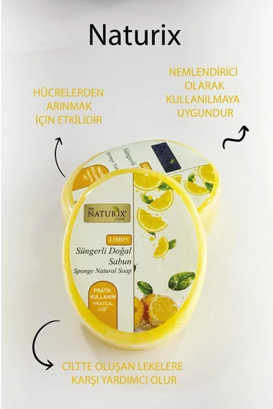 Limon Süngerli Sabun 150 Gr Naturix Doğal Limon Soap - Peeling Etkili Cilt Arındırıcı - 4