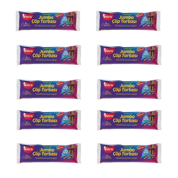 Viora Mavi Özgürlük Kokulu Parfümlü Normal Mavi Çöp Torbası Poşeti / 80 x 110 Cm. -7 Adetlik 10 Rulo