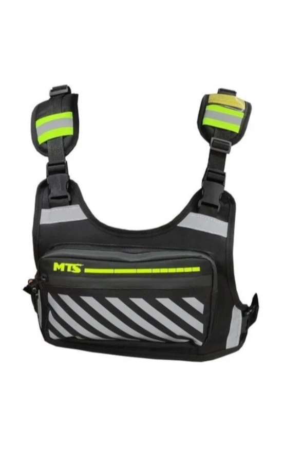 Motosiklet Göğüs Çantası Reflektörlü Yelek Rüzgar Koruma Bol Cepli Pratik Bisiklet Motor Kurye Çanta - 3