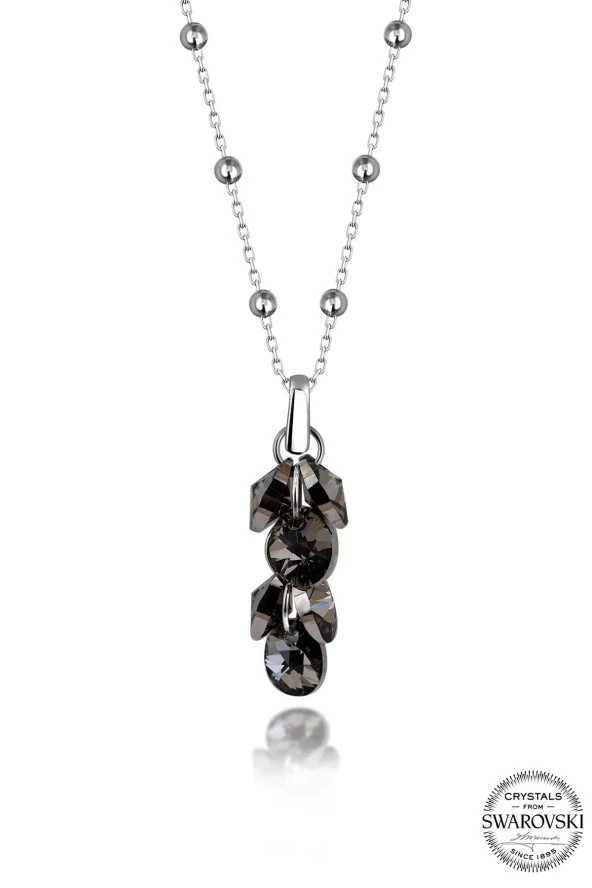 Swarovski Crystal Kadın Black Shine Salkım Gümüş Kolye