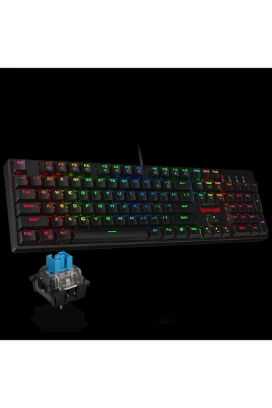 Redragon K582R SURARA Kablolu Mekanik Klavye, Türkçe, Blue Switch, Rainbow - 3