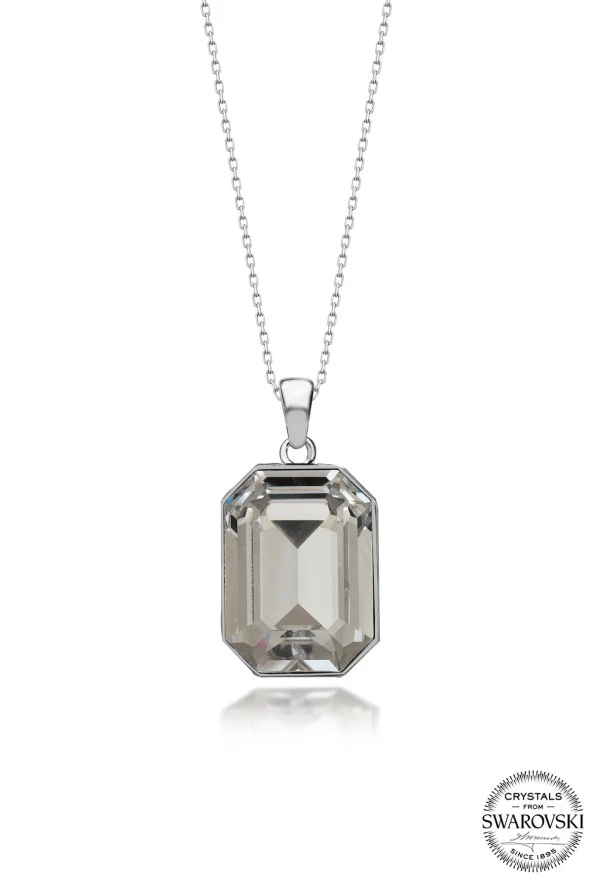 Swarovski Crystal Kadın Octagon Gümüş Kolye