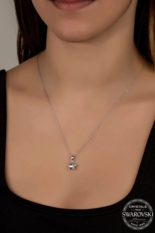 Swarovski Crystal Kadın Yıldız Gümüş Kolye - 2