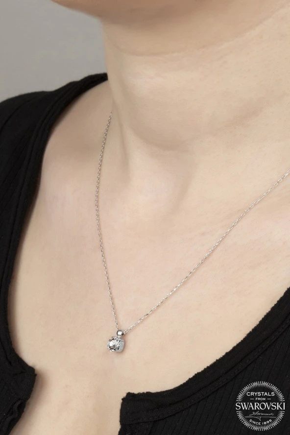 Swarovski Crystal Kadın Küçük SS Gümüş Kolye - 2
