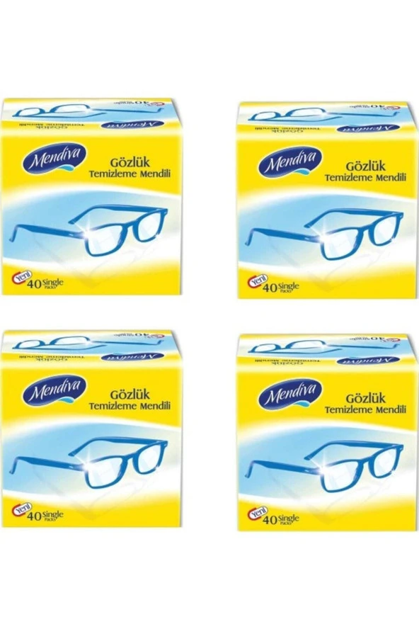 MENDİVA Gözlük Ve Cam Ekran Temizleme Mendili 40'Lı 4 Paket