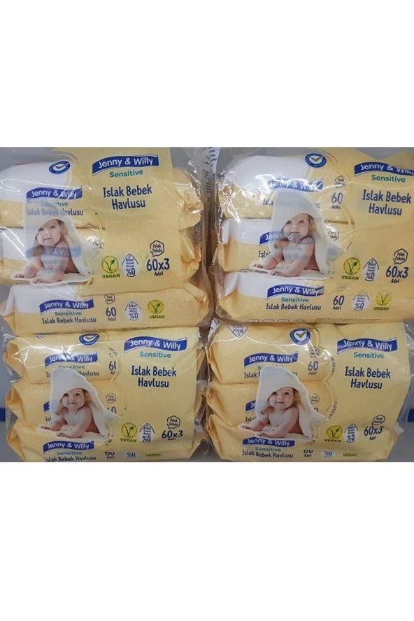 JENNY & WİLLY Sensitive Islak Bebek Havlusu 60X3 - 4 Adet 3 Lü Paket