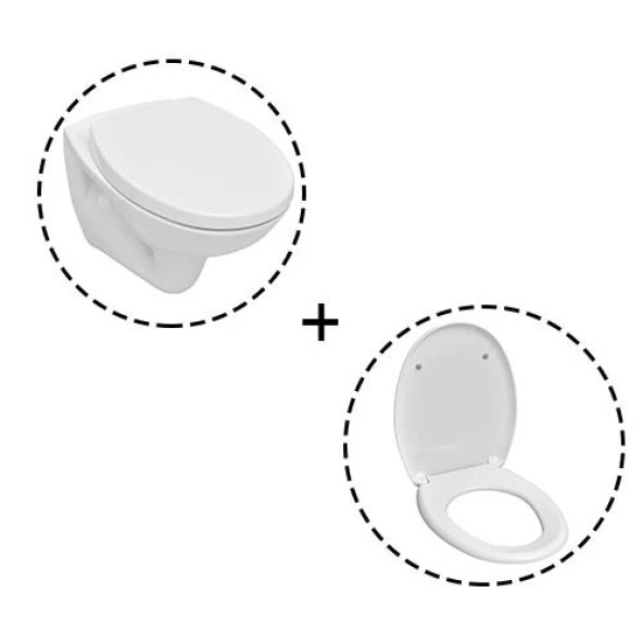 Serel Basic Asma Klozet+Serel Gediz Duroplast Metal Menteşeli Klozet Kapağı - 2