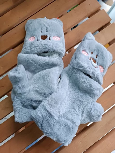 Peluş Tüylü Yetişkin Çocuk Uyumlu Eldiven - 5
