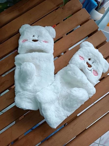 Peluş Tüylü Yetişkin Çocuk Uyumlu Eldiven - 4