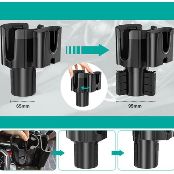 Oto Araç İçi Bardak Tutucu Telefon Tutucu Araba Bardaklık Ayarlanabilir Siyah fr337