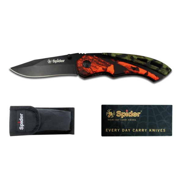 Spider Paslanmaz Çelik bel kılipsli Çakı E040-13RED