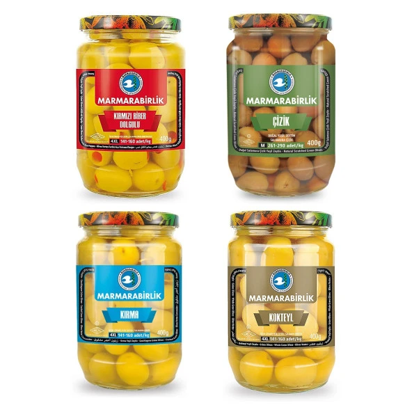Marmarabirlik Yeşil Zeytin 400 ml 4 lü Karma Paket