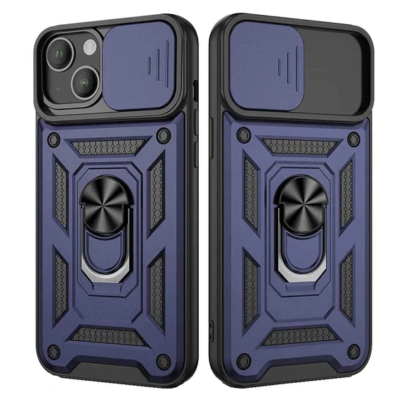 Apple iPhone 13 Uyumlu Kızaklı Kamera Korumalı Tank Kılıf - Resim 5