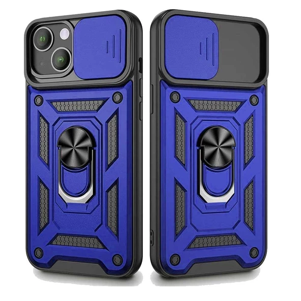 Apple iPhone 13 Uyumlu Kızaklı Kamera Korumalı Tank Kılıf - Resim 4