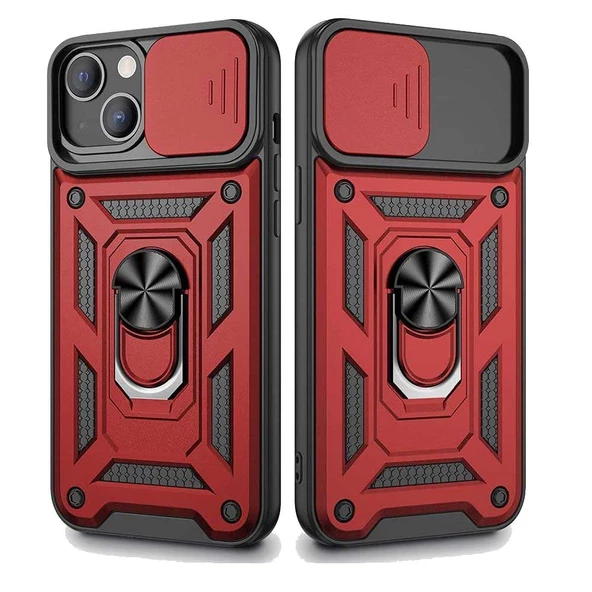 Apple iPhone 13 Uyumlu Kızaklı Kamera Korumalı Tank Kılıf - Resim 6