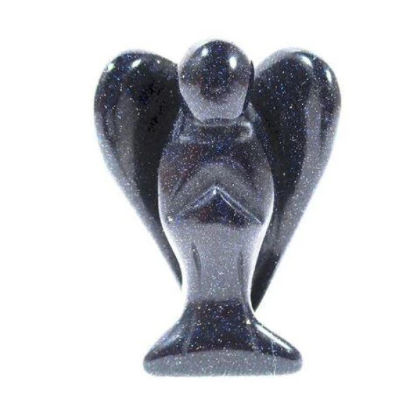 Mini 3.5 cm Mavi Goldstone Koruyucu Melek Reiki Çakra Enerji Ev Dekor