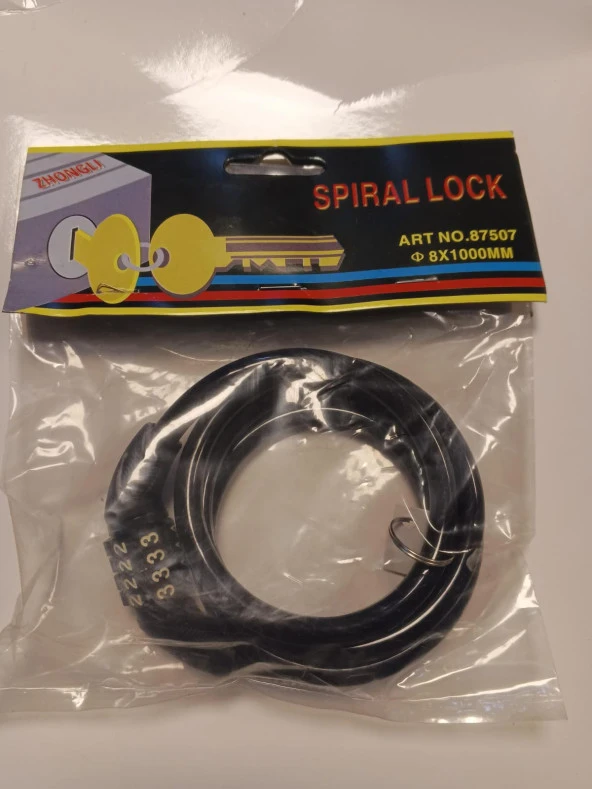 Bisiklet Kilidi 8x100 4 Şifreli Siyah ZL 87507 - 2