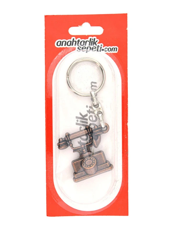 Antika Telefon Şeklinde Anahtarlık - Bakır Oksit - 7