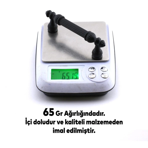 Şah Kulp Mobilya Mutfak Dolabı Çekmece Dolap Kulpları Kapak Kulpu Kulbu Siyah (96 MM-9.6 CM) Metal - 5