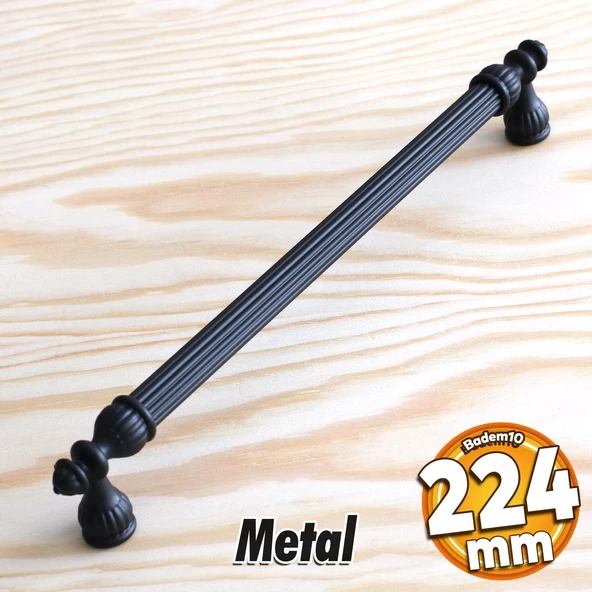 Şah Kulp Mobilya Mutfak Dolabı Çekmece Dolap Kulpları Kapak Kulpu Kulbu Siyah (224 MM-22.4 CM) Metal