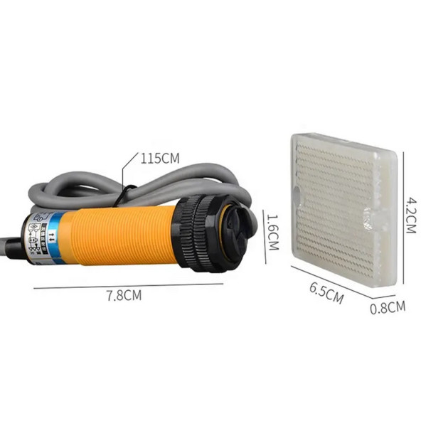E3F-R2N2 Reflektörlü Ir Kızılötesi Mesafe Sensör NPN NC İnfrared Optik 2 Metre Engel Cisim - 7