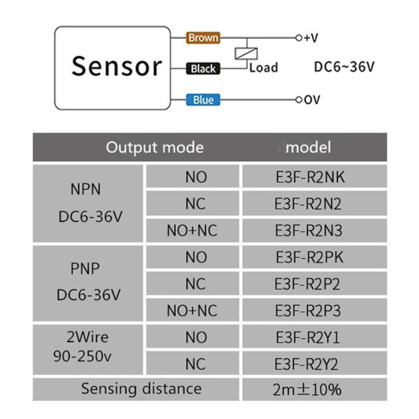 E3F-R2N2 Reflektörlü Ir Kızılötesi Mesafe Sensör NPN NC İnfrared Optik 2 Metre Engel Cisim - 8