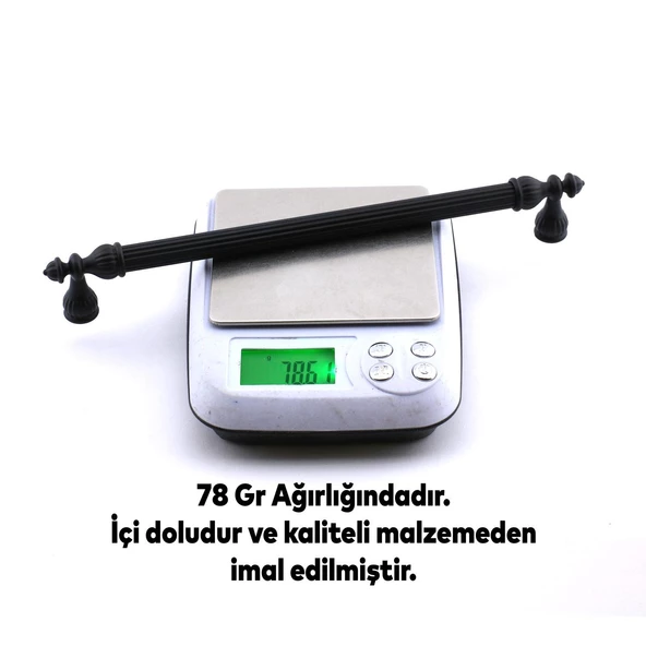 Şah Kulp Mobilya Mutfak Dolabı Çekmece Dolap Kulpları Kapak Kulpu Kulbu Siyah (224 MM-22.4 CM) Metal - 4