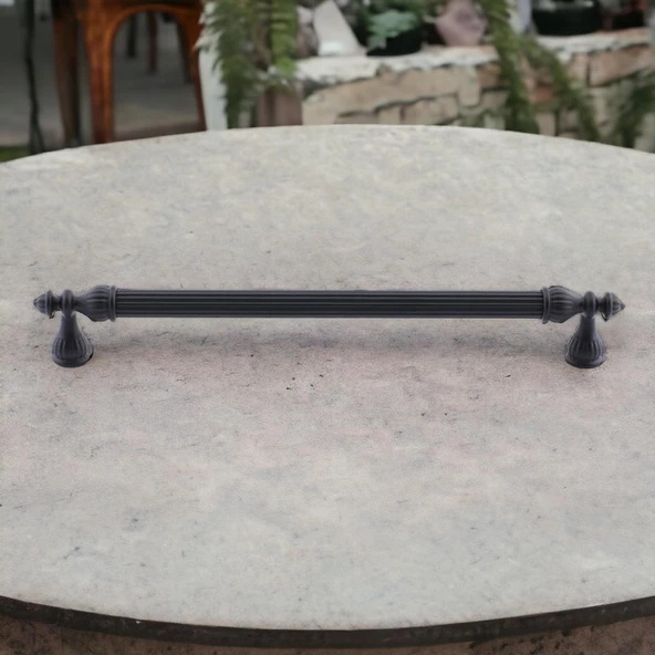 Şah Kulp Mobilya Mutfak Dolabı Çekmece Dolap Kulpları Kapak Kulpu Kulbu Siyah (224 MM-22.4 CM) Metal - 6