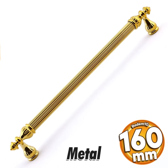 Şah Kulp Mobilya Mutfak Dolabı Çekmece Dolap Kulpları Kapak Kulpu Kulbu Gold Altın 160 mm Metal