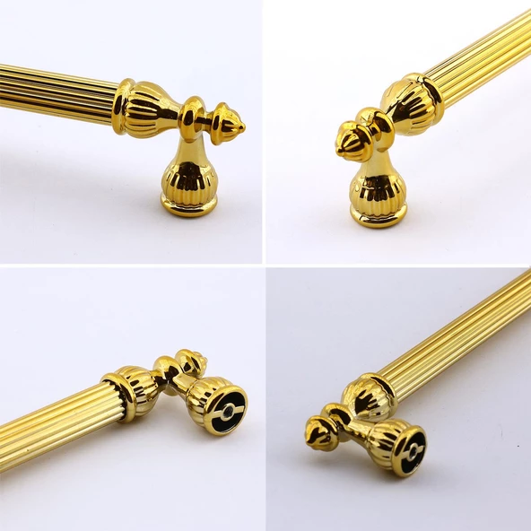 Şah Kulp Mobilya Mutfak Dolabı Çekmece Dolap Kulpları Kapak Kulpu Kulbu Gold Altın 160 mm Metal - 2