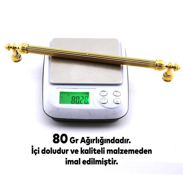 Şah Kulp Mobilya Mutfak Dolabı Çekmece Dolap Kulpları Kapak Kulpu Kulbu Gold Altın 224 mm Metal - 5