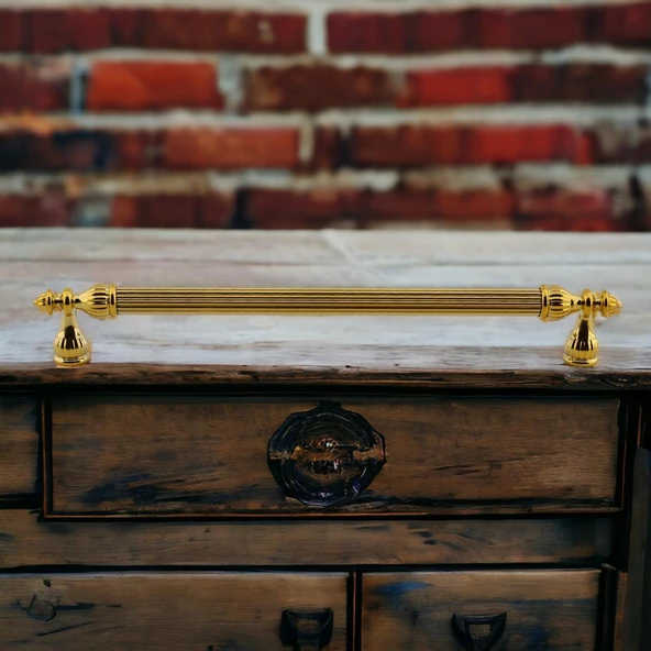 Şah Kulp Mobilya Mutfak Dolabı Çekmece Dolap Kulpları Kapak Kulpu Kulbu Gold Altın 224 mm Metal - 3