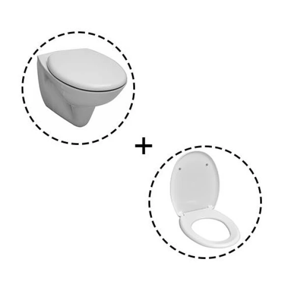 Serel Basic Kanalsız 52 cm Klozet+Serel Gediz Durolast Klozet Kapağı - 2