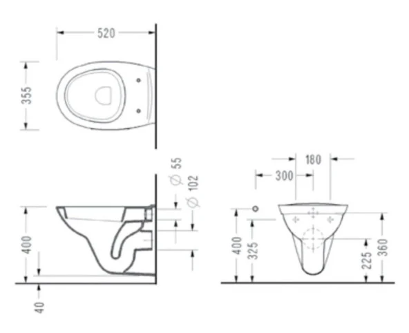 Serel Basic Kanalsız 52 cm Klozet+Serel Gediz Durolast Klozet Kapağı - 3