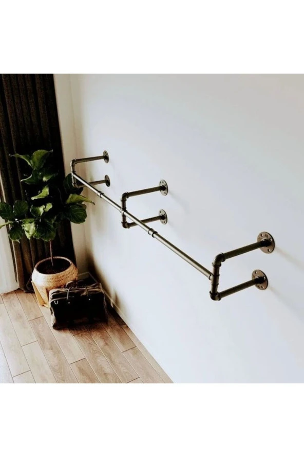 Dekoratif Borudan Duvara Askılık 150 Cm