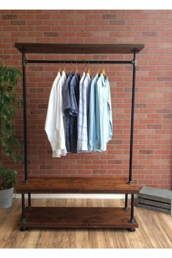 Dekoratif Borudan Raf Ve Askılık 125 Cm - 2