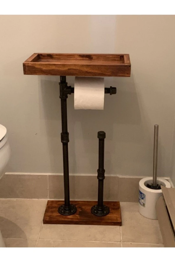 Dekoratif Borudan Tuvalet Kağıdı Askılık Ve Sehpa ürün görseli 1