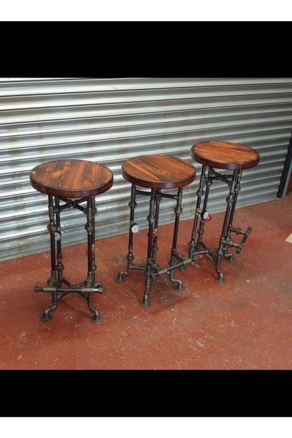 Dekoratif Borudan 3'lü Tabure Seti ürün görseli 1