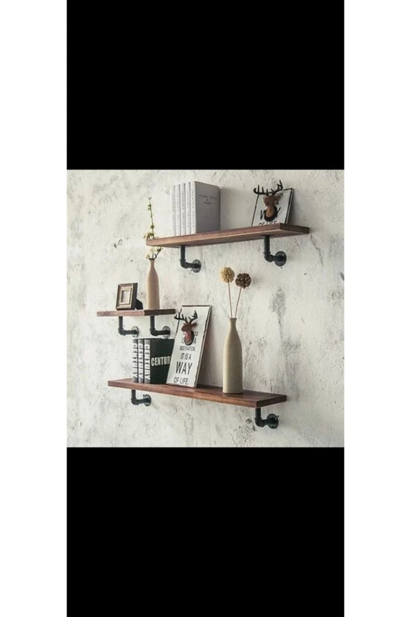 Dekoratif Borudan Raf 3'lu Set - Resim 2