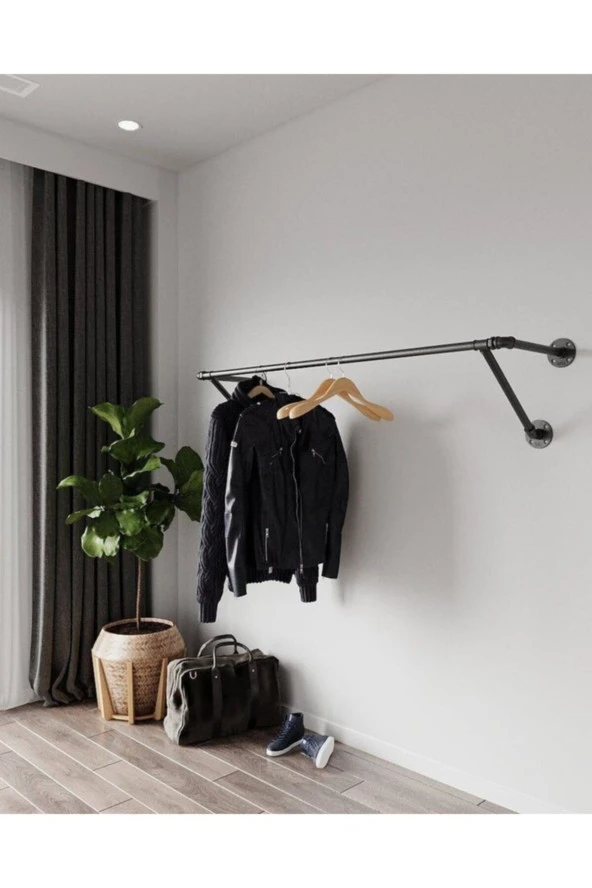 Dekoratif Duvara Borudan Askılık 150 Cm