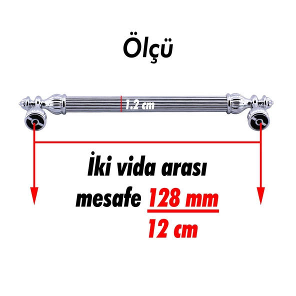Şah Kulp Mobilya Mutfak Dolabı Çekmece Dolap Kulpları Kapak Kulpu Kulbu Krom Renk 128 mm Metal - Resim 5