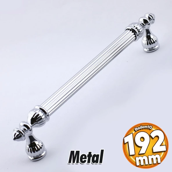 Şah Kulp Mobilya Mutfak Dolabı Çekmece Dolap Kulpları Kapak Kulpu Kulbu Krom Renk 192 mm Metal
