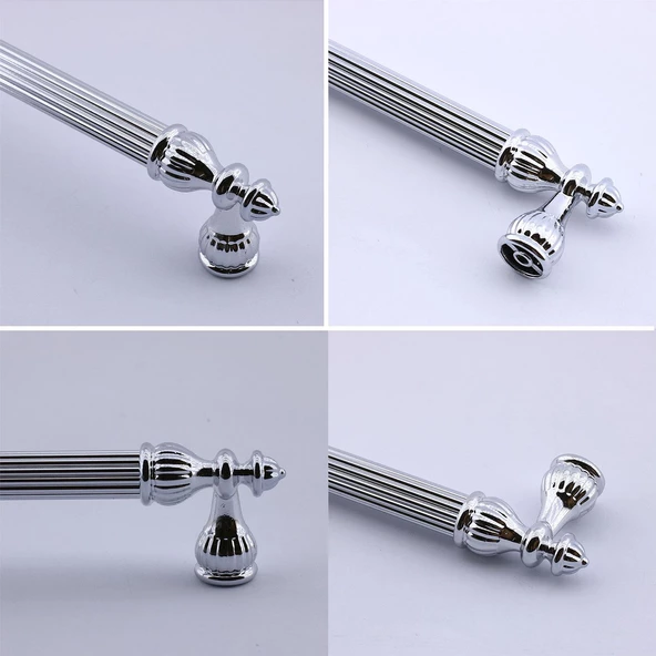 Şah Kulp Mobilya Mutfak Dolabı Çekmece Dolap Kulpları Kapak Kulpu Kulbu Krom Renk 192 mm Metal - 6