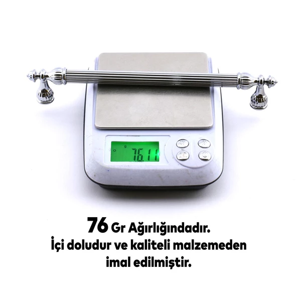 Şah Kulp Mobilya Mutfak Dolabı Çekmece Dolap Kulpları Kapak Kulpu Kulbu Krom Renk 192 mm Metal - 4