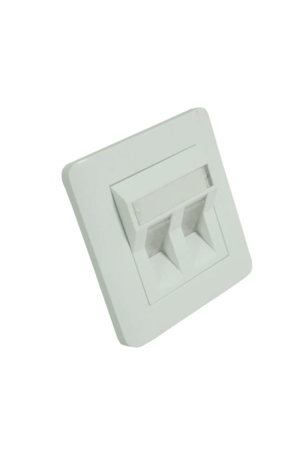 Faceplate 2 Port 86x86 Fildişi Renkli Açılı Data Prizi 2'li Priz 2 Yıl Garantili 25 Adet - 3