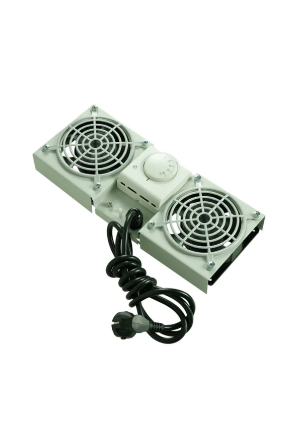 Gri Rack Kabinet Fan Modülü Termostatlı Duvar Tipi 2li - 8