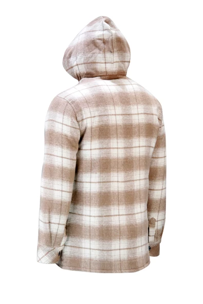 Erkek Regular Fit Kapitoneli Kapüşonlu Çıtçıtlı Oduncu Kahve Gömlek - 4