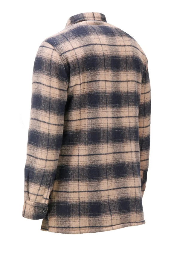 Erkek Regular Fit Peluşlu Çift Cep Kapaklı Çıtçıtlı Oduncu Kahve Gömlek - 4