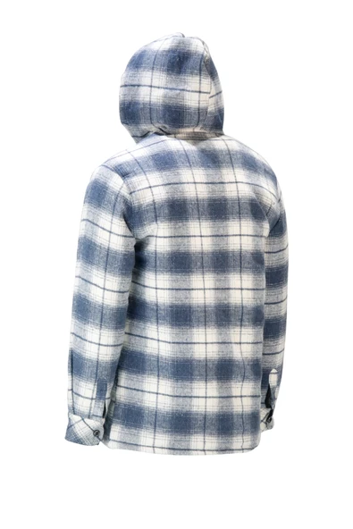 Erkek Regular Fit Kapitoneli Kapüşonlu Çıtçıtlı Oduncu Mavi Gömlek - 2